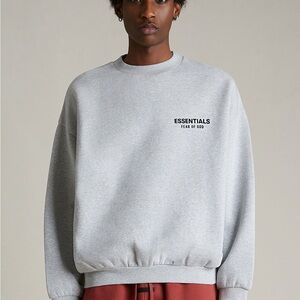 Fear of God ESSENTIALS Light Heather Grey Fleece Crew Neck Sweatshirt